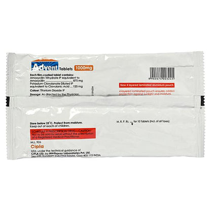 ADVENT 1000mg Tablet 10's