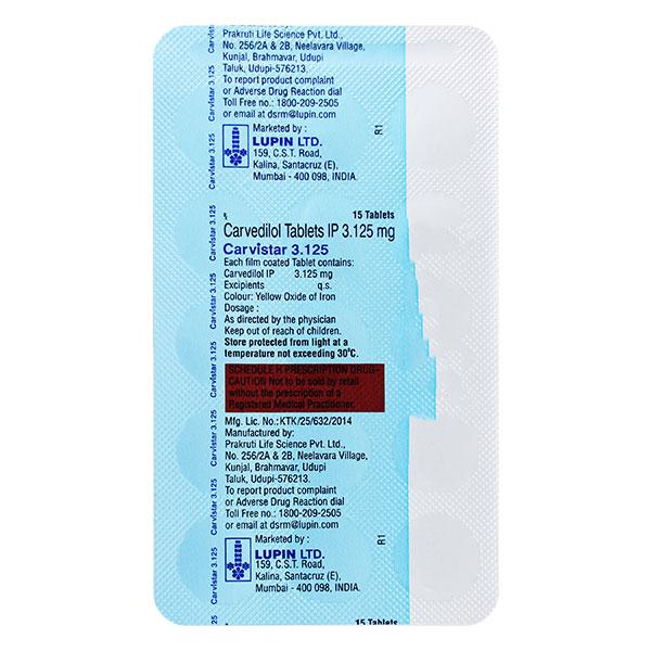 CARVISTAR 3.125 Tablet 15's