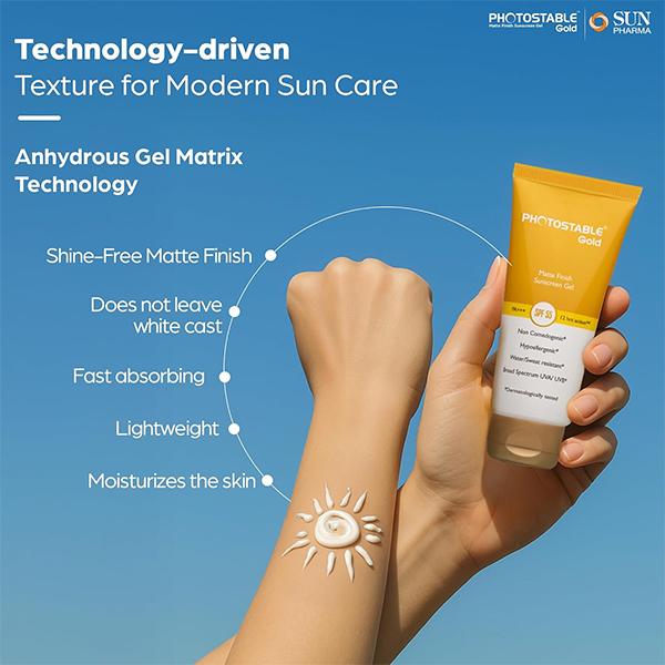 Photostable Gold SPF 55 PA +++ Matte Finish Sunscreen Gel 50gm