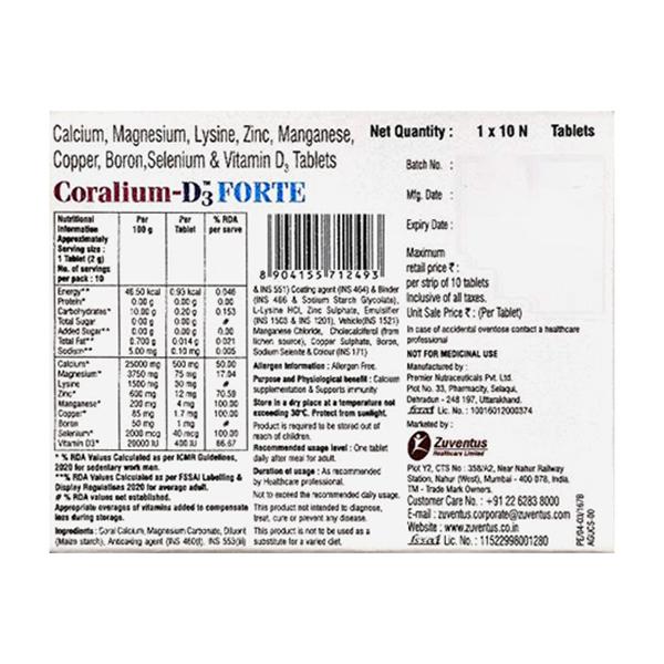 CORALIUM D3 FORTE Tablet 10's