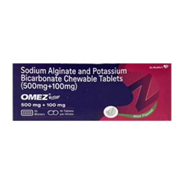 OMEZ REFLUX MINT FLAVOUR 500+100mg Chewable Tablet 10's