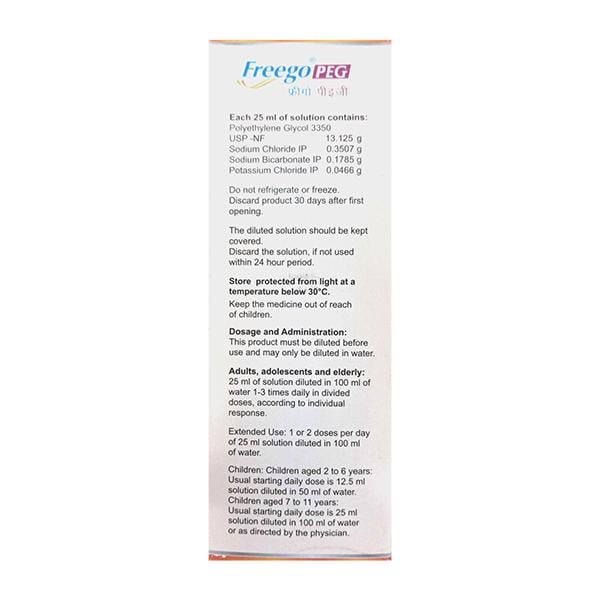 FREEGO PEG SUGAR FREE ORANGE FLAVOUR Oral Solution 200ml