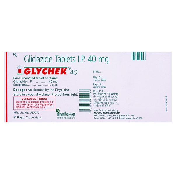 Glychek 40mg Tablet 10'S