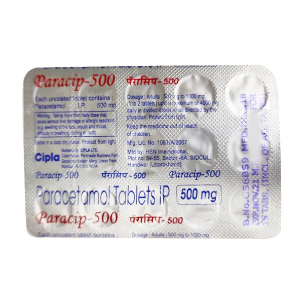 Paracip 500mg Tablet 15'S