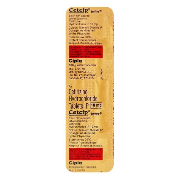 Cetcip 10mg Tablet 10'S