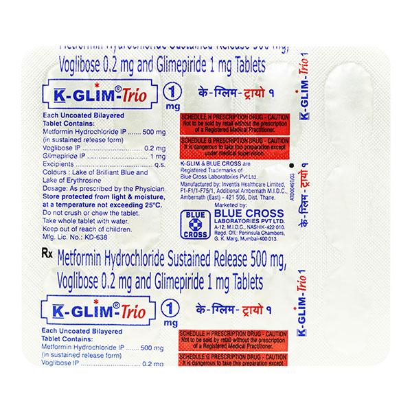 K GLIM TRIO 1mg Tablet 15's