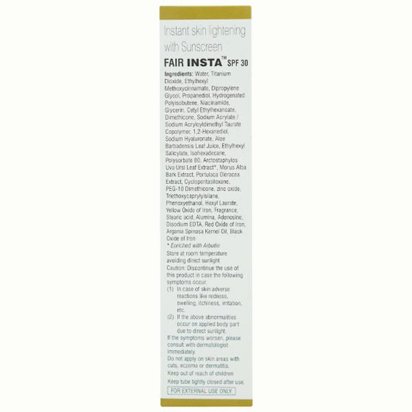 FAIR INSTA SPF 30 INSTANT SKIN LIGHTENING WITH SUNSCREEN Cream 20gm - Global Surgicals