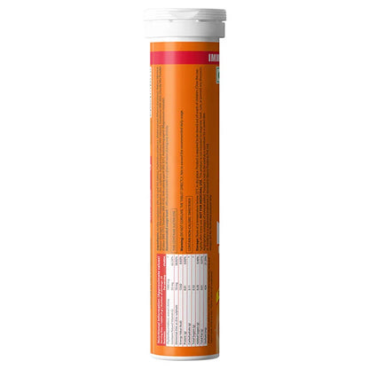 Fast&Up Charge Natural Vitamin C Orange Flavour - 20 Effervescent Tablets, Amla Extract + Zinc for Daily Immunity | Helps to boost & Strengthens Collagen for Healthy Skin, Hair & Nails