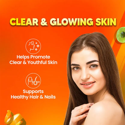 Fast&Up Charge Natural Vitamin C Orange Flavour - 20 Effervescent Tablets, Amla Extract + Zinc for Daily Immunity | Helps to boost & Strengthens Collagen for Healthy Skin, Hair & Nails