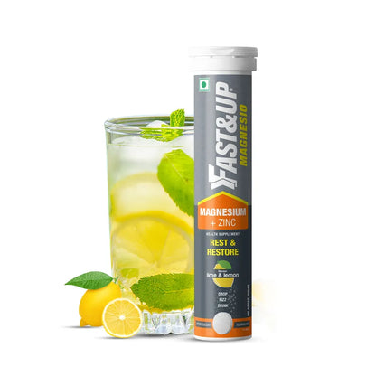 Fast&Up Magnesio Lime and Lemon Flavor, 20 Effervescent Tablets | Magnesium and Zinc for Muscle Health and Stress