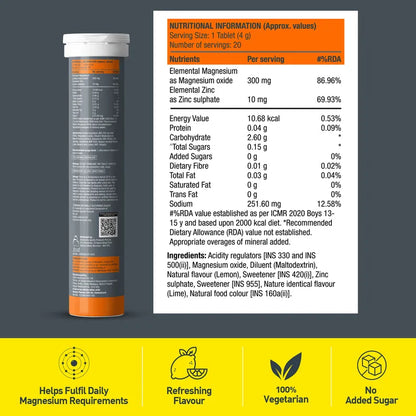 Fast&Up Magnesio Lime and Lemon Flavor, 20 Effervescent Tablets | Magnesium and Zinc for Muscle Health and Stress