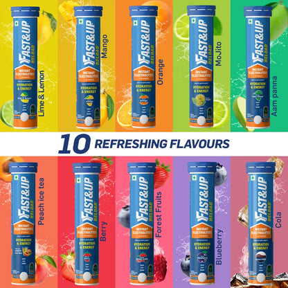 Fast&Up Reload Low Sugar energy drink for Instant Hydration Orange flavour - 20 Effervescent Tablets | With all 5 Essential Electrolytes + Added Vitamins