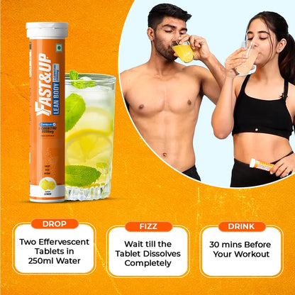Fast&Up L-Carnitine 2000mg Lean Body Lemon Flavour, 20 Tablets | Premium Carnipure Carnitine Supplement | Helps Convert Fat into Energy, Supports Weight Loss, Fat Burn & Lean Muscle