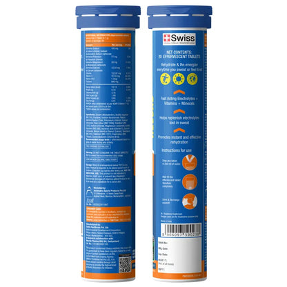 Fast&Up Reload Low Sugar energy drink for Instant Hydration Orange flavour - 20 Effervescent Tablets | With all 5 Essential Electrolytes + Added Vitamins