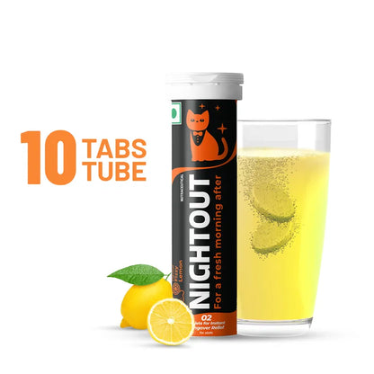 Fast&Up NightOut Fizzy Lemon Flavor, 10 Effervescent Tablets | Instant Hangover Relief | Helps detoxify liver | Rapid hydration & energy | Helps prevent Hangover | Zero sugar