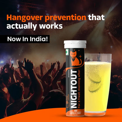 Fast&Up NightOut Fizzy Lemon Flavor, 10 Effervescent Tablets | Instant Hangover Relief | Helps detoxify liver | Rapid hydration & energy | Helps prevent Hangover | Zero sugar