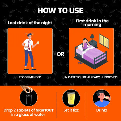 Fast&Up NightOut Fizzy Lemon Flavor, 10 Effervescent Tablets | Instant Hangover Relief | Helps detoxify liver | Rapid hydration & energy | Helps prevent Hangover | Zero sugar