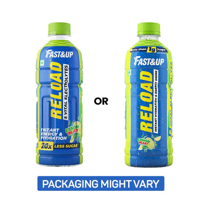 Fast&Up Reload Low Sugar Ready to Drink Instant Energy & Hydration Lemon Flavour, 500 ml