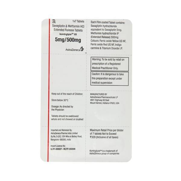 Kombiglyze XR 5/500mg Tablet 7'S