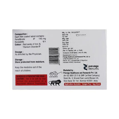 FENABRATE 145 Tablet 10's - Global Surgicals