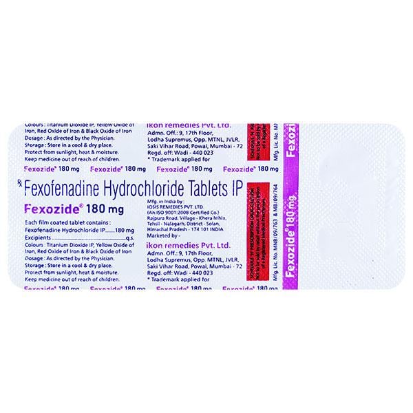FEXOZIDE 180mg Tablet 10's - Global Surgicals