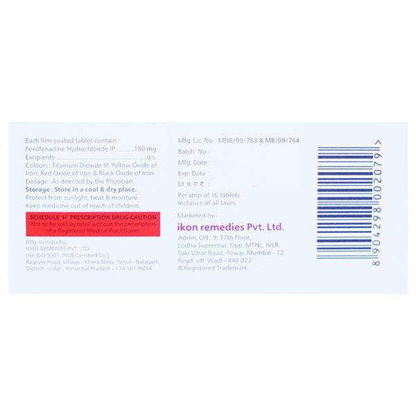 FEXOZIDE 180mg Tablet 10's - Global Surgicals