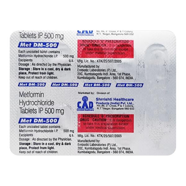 MET DM 500mg Tablet 10'S