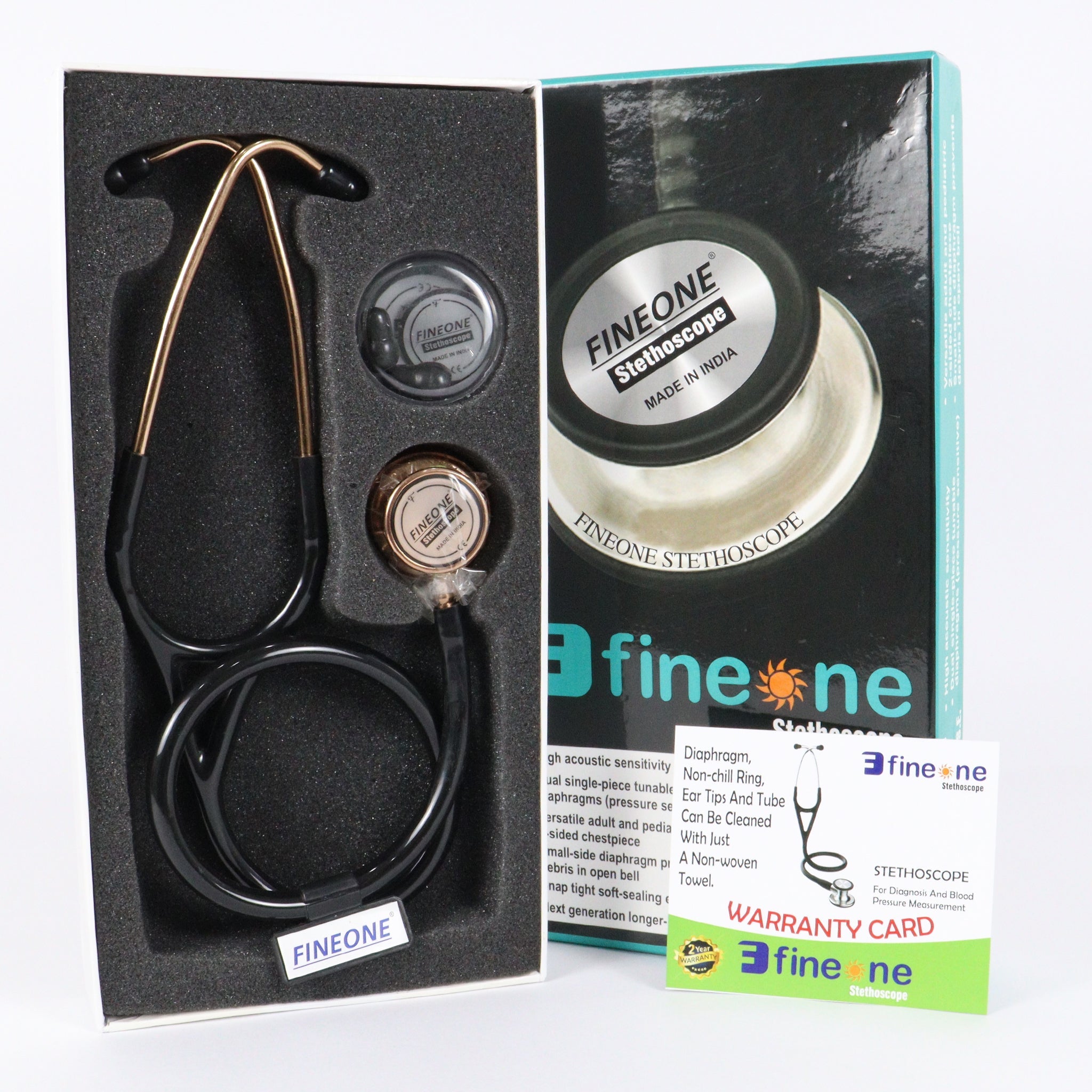 Fineone FE - 0034 Gold Cardio Pro Stethoscope - Global Surgicals