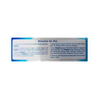 FITTYDENT SUPER ZINC FREE DENTURE ADHESIVE Cream 20gm - Global Surgicals