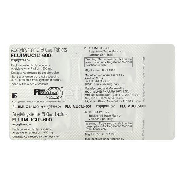 Fluimucil 600mg Tablet 10'S - Global Surgicals