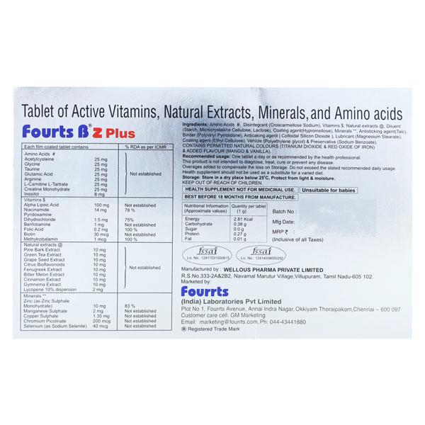 Fourts BZ Plus Tablet 10'S - Global Surgicals