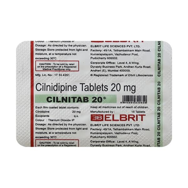 Cilnitab 20mg Tablet 15'S