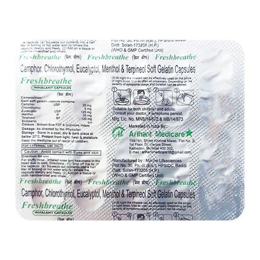 FRESHBREATHE INHALANT Capsule 10's - Global Surgicals