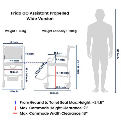 GO Attendant Propelled | Travel and Shower Commode Wheelchair