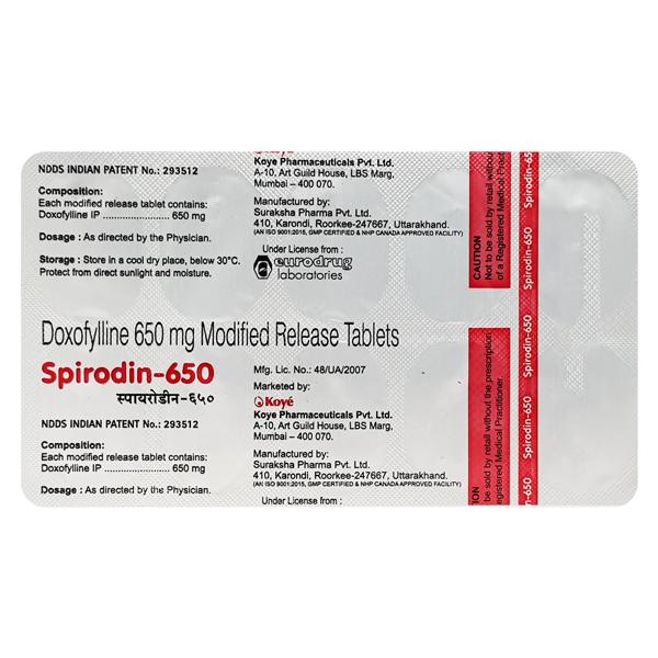 Spirodin 650mg Tablet 10'S