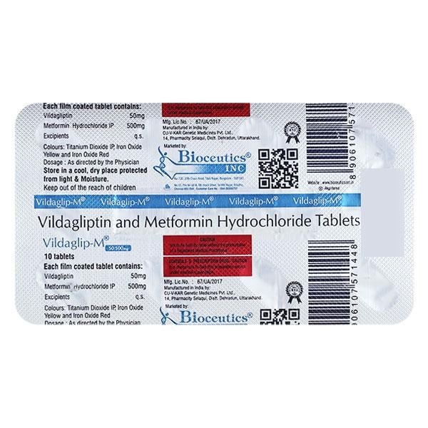 VILDAGLIP M 50/500mg Tablet 10's