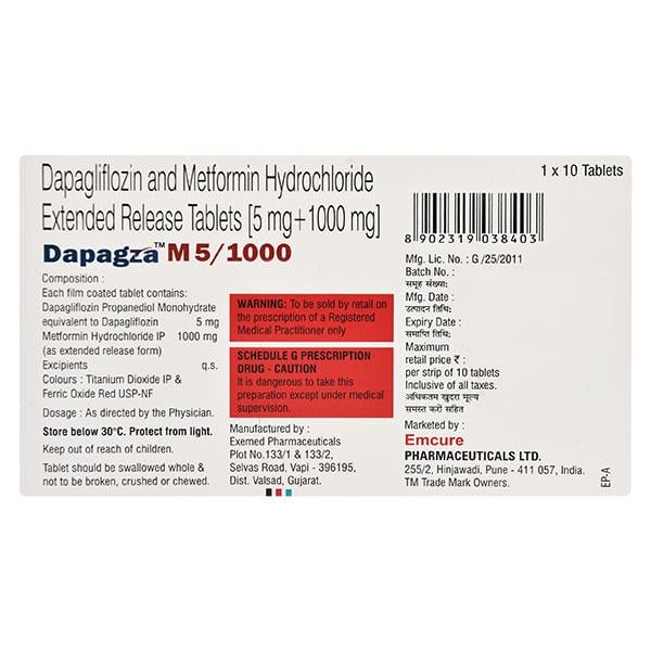 DAPAGZA M 5/1000 Tablet 10's