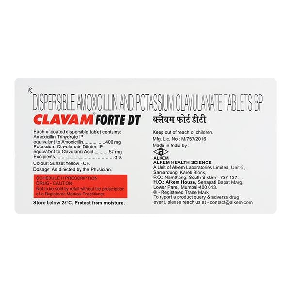 Clavam Forte DT Tablet 10'S