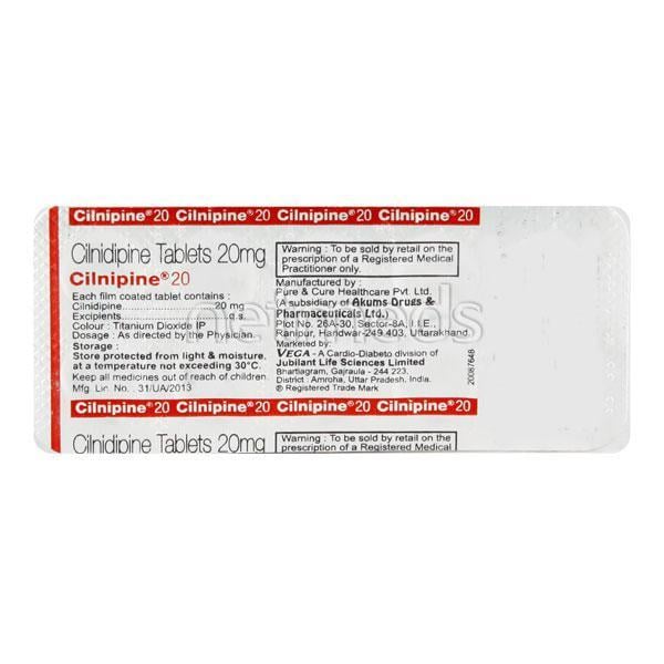 Cilnipine 20mg Tablet 10'S