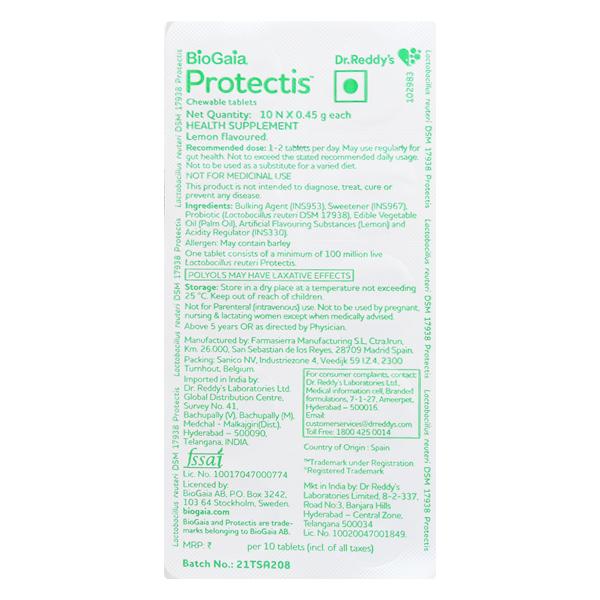 PROTECTIS LEMON FLAVOURED Chewable Tablet 10's