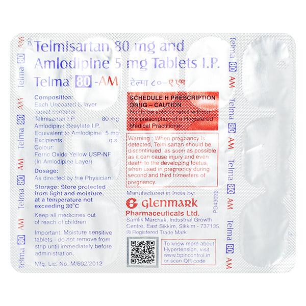 Telma AM 80mg Tablet 15'S