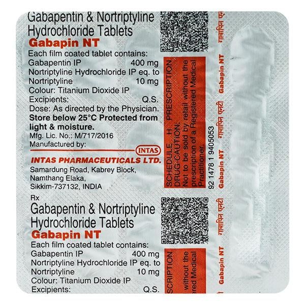 Gabapin NT 400mg Tablet 15'S - Global Surgicals