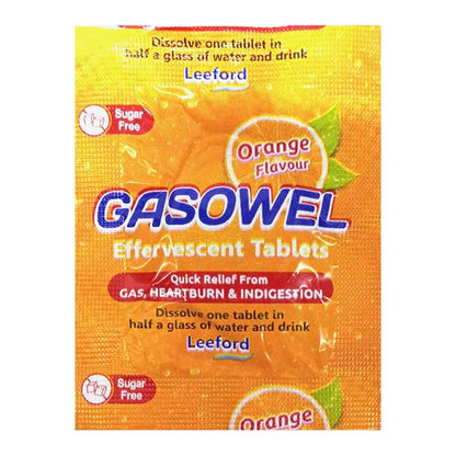 GASOWEL SUGAR FREE ORANGE FLAVOUR Effervescent Tablet 2's - Global Surgicals