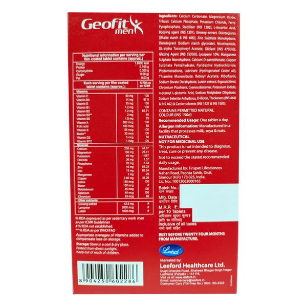 GEOFIT MEN Tablet 10's - Global Surgicals