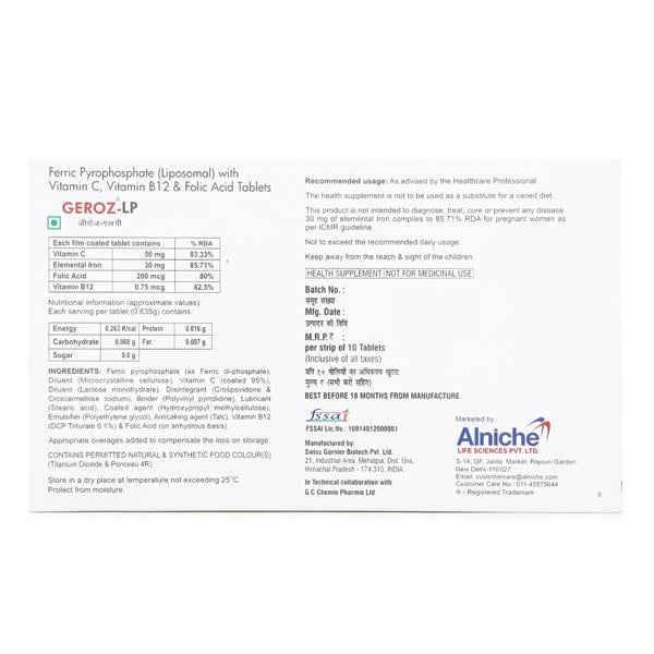 GEROZ LP Tablet 10's - Global Surgicals