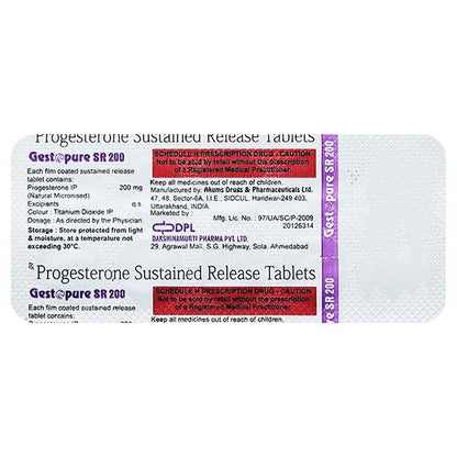 GESTOPURE SR 200 Tablet 10's - Global Surgicals