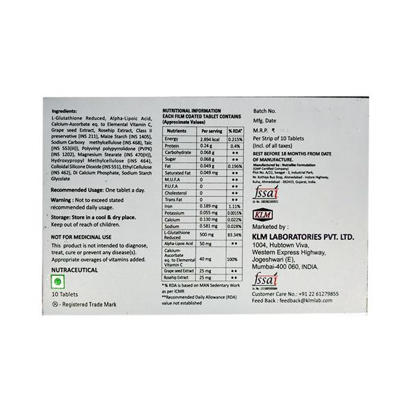 GLUTADERM PLUS Tablet 10's - Global Surgicals