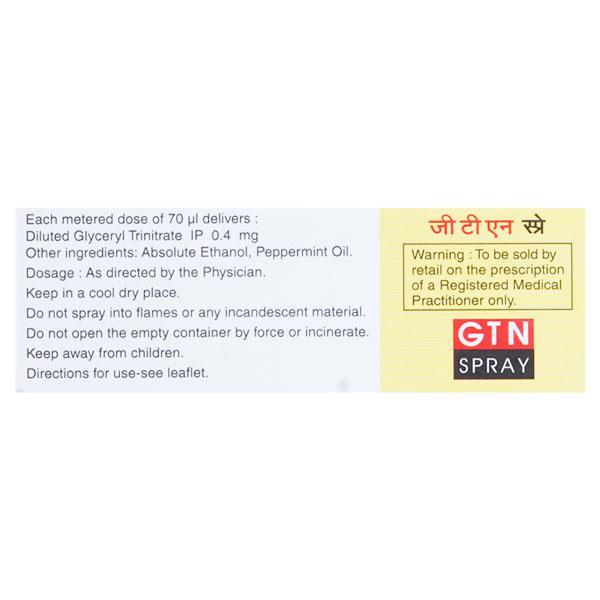 GTN 0.4mg Spray 200Md - Global Surgicals
