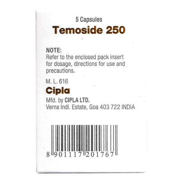 Temoside 250mg Capsule 5'S