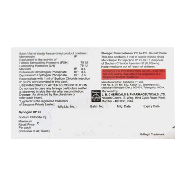 GYNOGEN HP 75iu Injection 1's - Global Surgicals